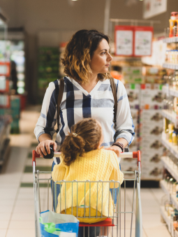 woman and child shopping