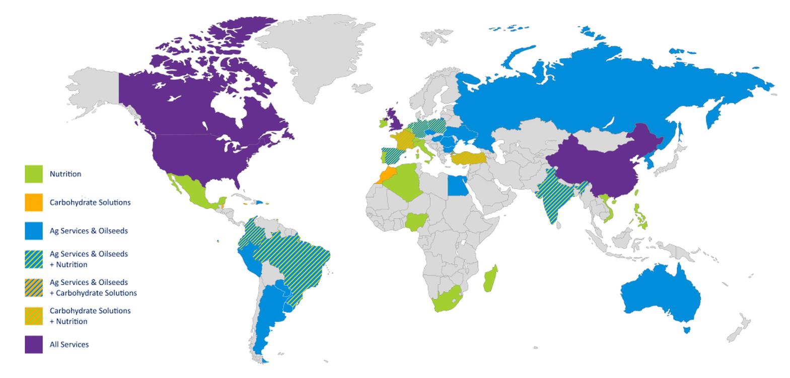 A map of the world with different colors