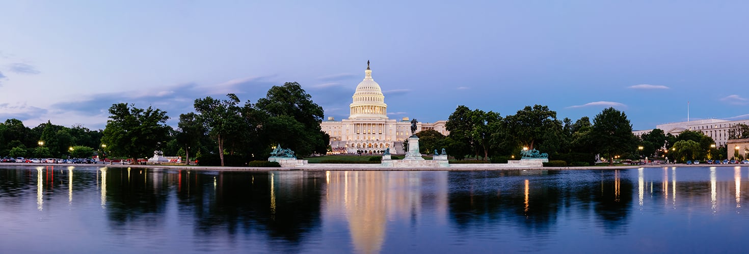 U.S. Capitol building with reflection on water