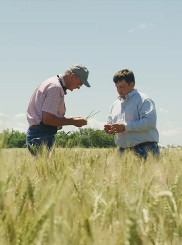 Farmer and rep in a field mobile