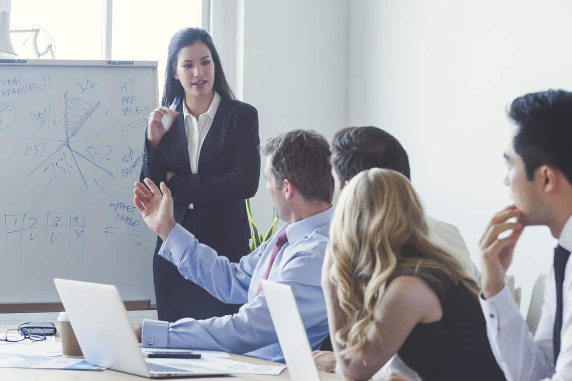 Diverse people at a meeting