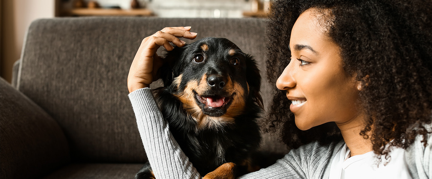 girl holding a dog