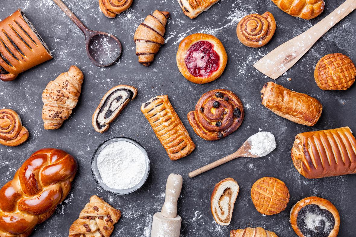 Freshly-baked pastries and breads