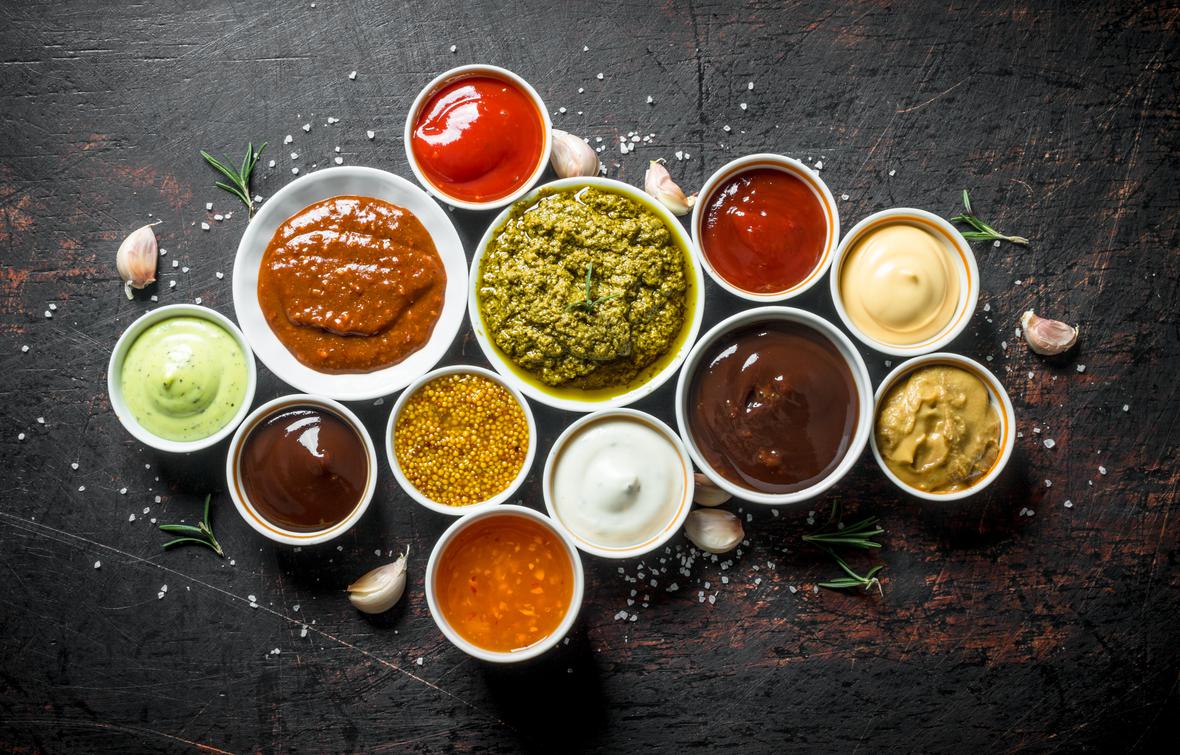 A variety of delicious sauces, dressings and dips