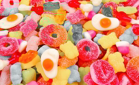 Assorted gummy candies