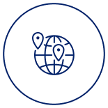 A blue globe with two pointers
