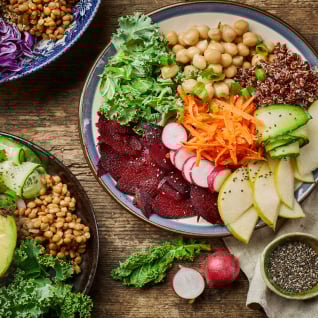 A plate of food on a table