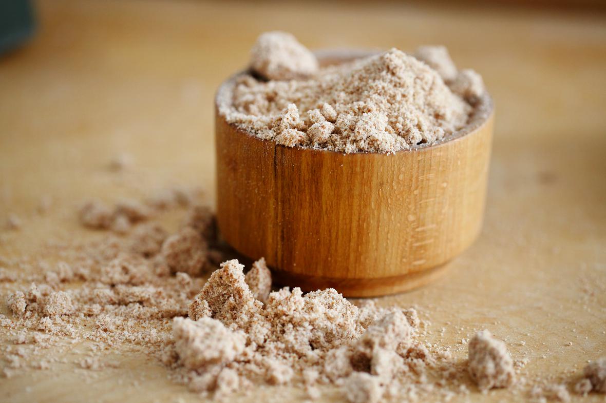 Peanut flour in a bowl