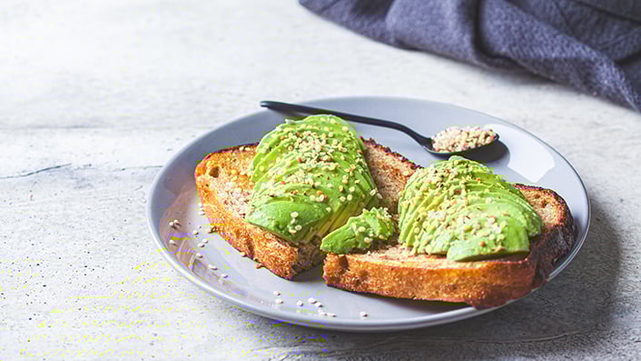 A closeup of avocado toast