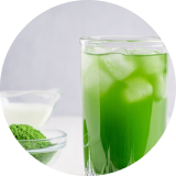 Green matcha iced tea in a glass
