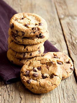 A stack of chocolate chip cookies