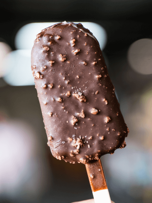 A chocolate-covered popsicle