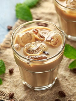 Iced latte in a glass