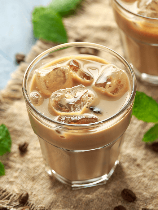 Iced latte in a glass
