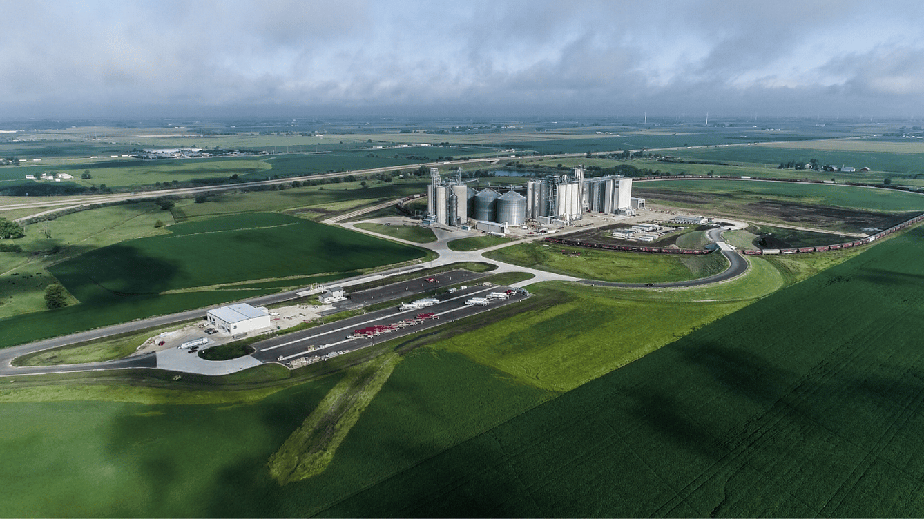 Ariel shot of ADM Mendota fields 