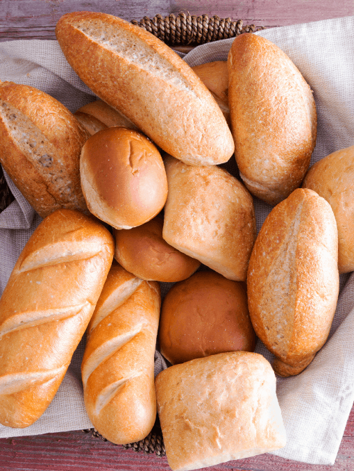 Variety of whole wheat flour bread loaves
