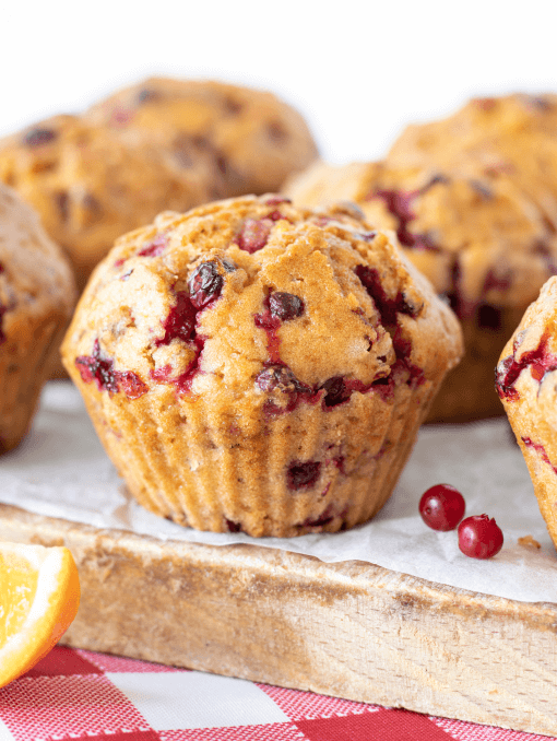 Cranberry orange muffins made with whole wheat flour
