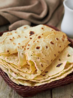 Stack of wheat flour tortillas