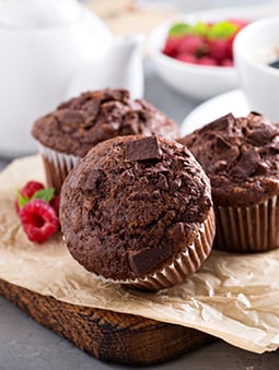 Chocolate muffins with chocolate chunks