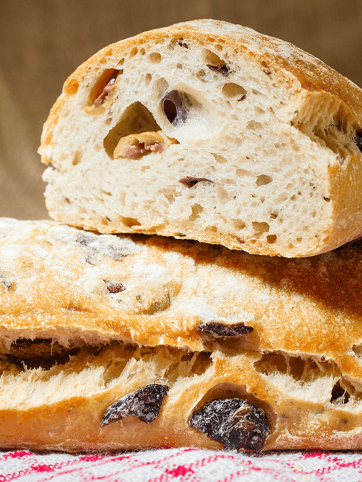 Mediterranean-style white bread with olives