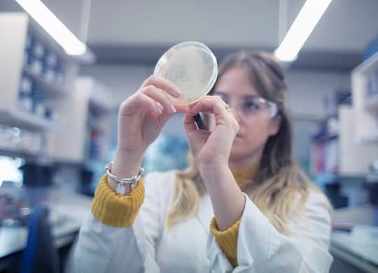 An ADM Scientist works on Microbiome Solutions in a lab