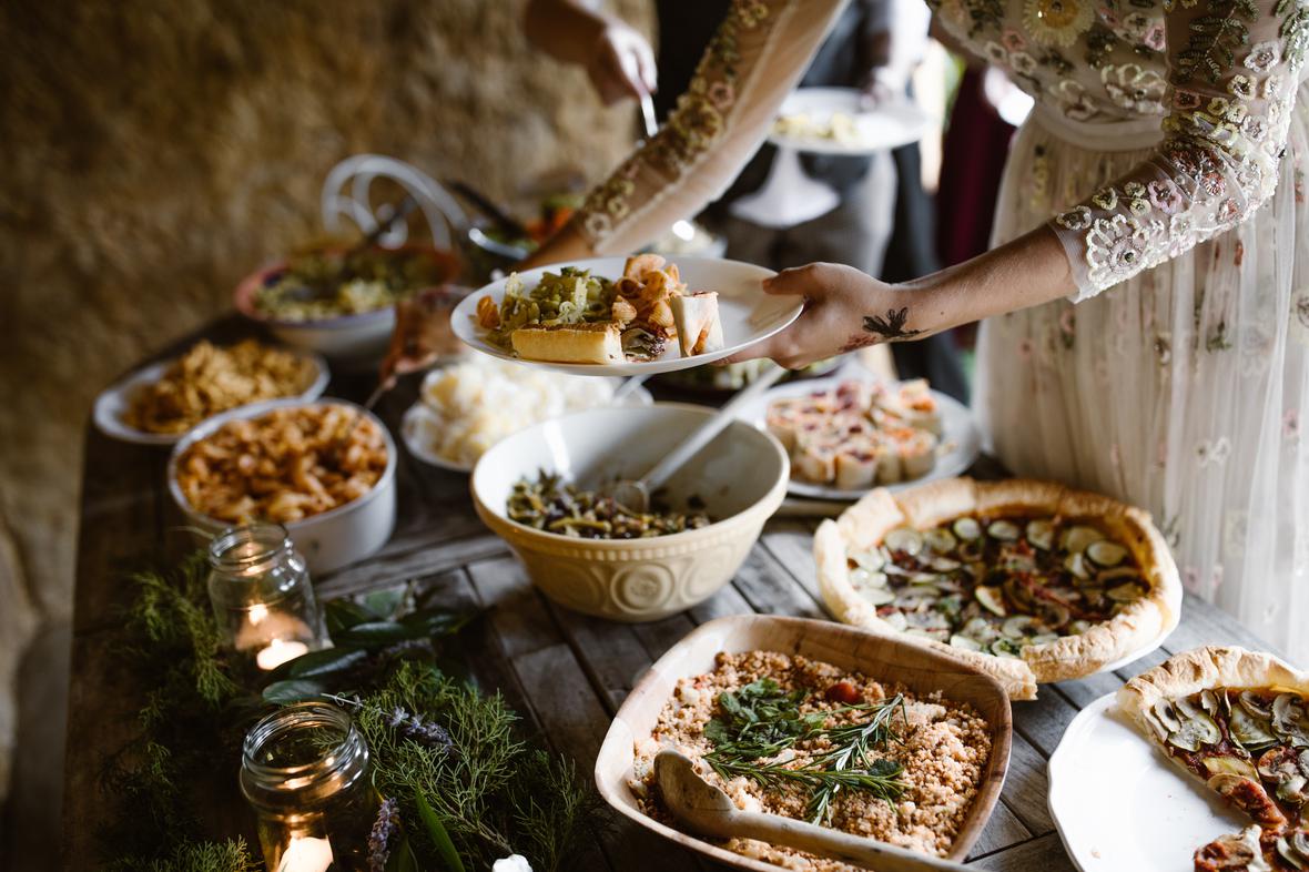 People enjoying fresh vegan food