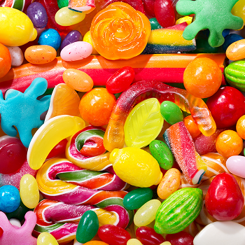 Closeup of brightly colored candies