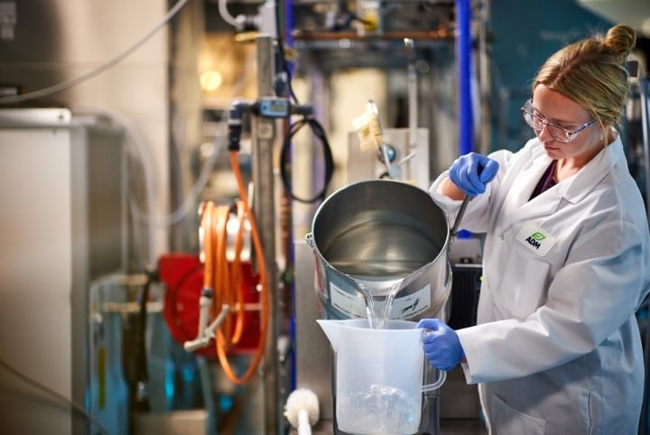Female Scientist in a lab coat at ADM facilities