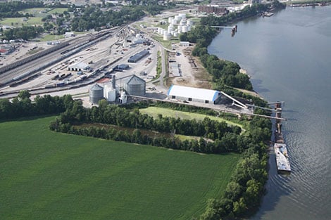 Aerial view of Evansville terminal