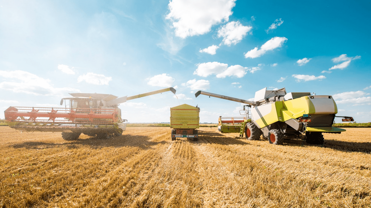farming equipment in wheat field