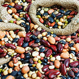 A close-up of several different types of beans