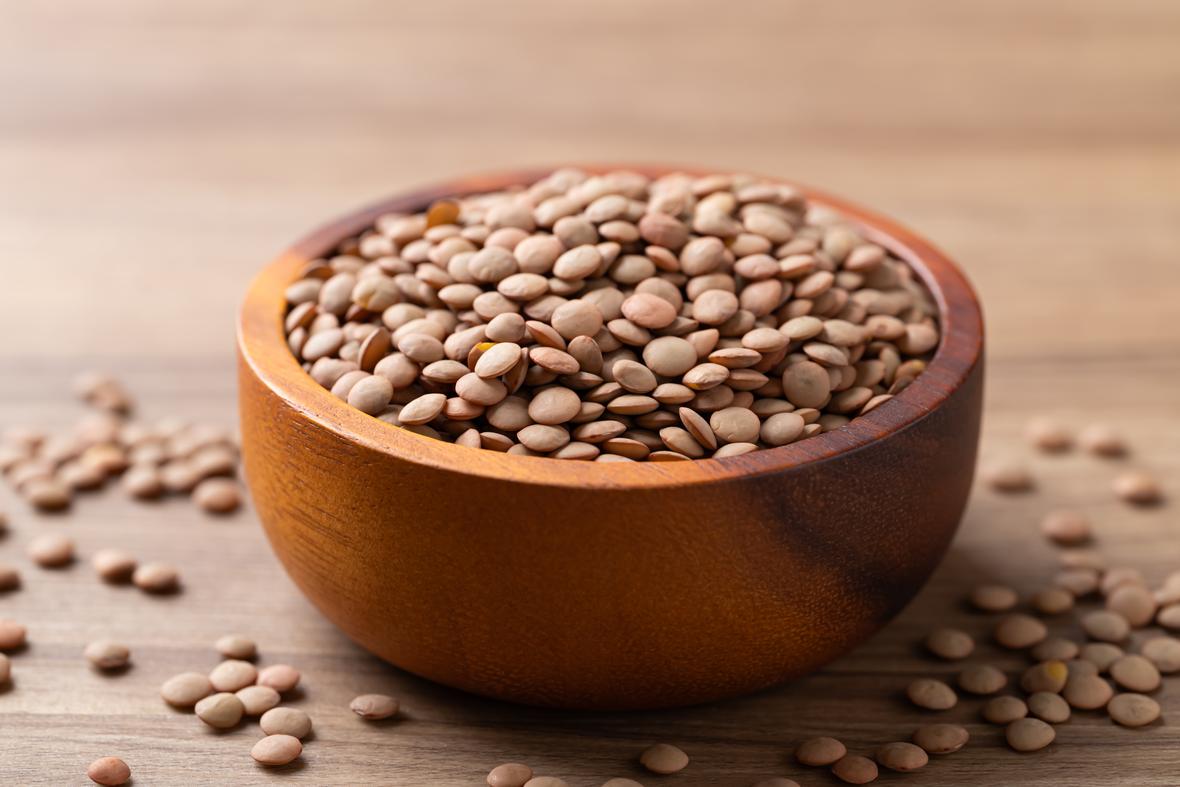 lentils wooden bowl