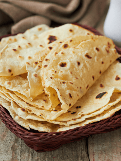 Stack of wheat flour tortillas
