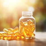 A bottle of yellow gel capsules
