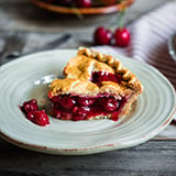 A slice of cherry pie on a plate