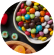Colorful types of candy on a wooden table