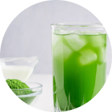 Green matcha iced tea in a glass