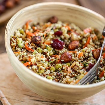 An ancient grains bowl with quinoa