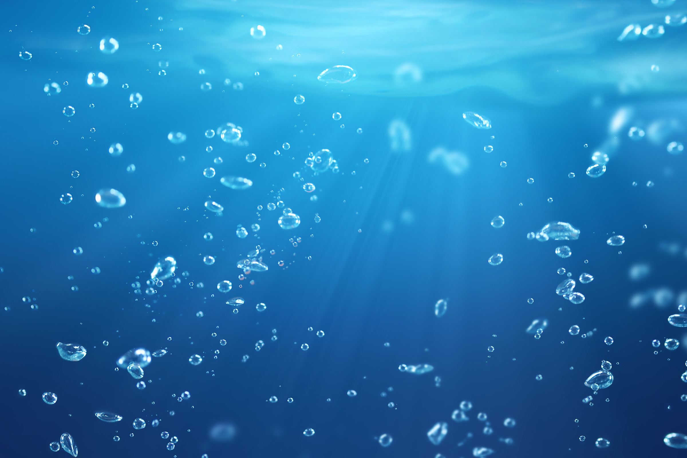 Abstract bubble in blue water