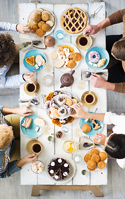 delicious sweet breakfast shared with friends